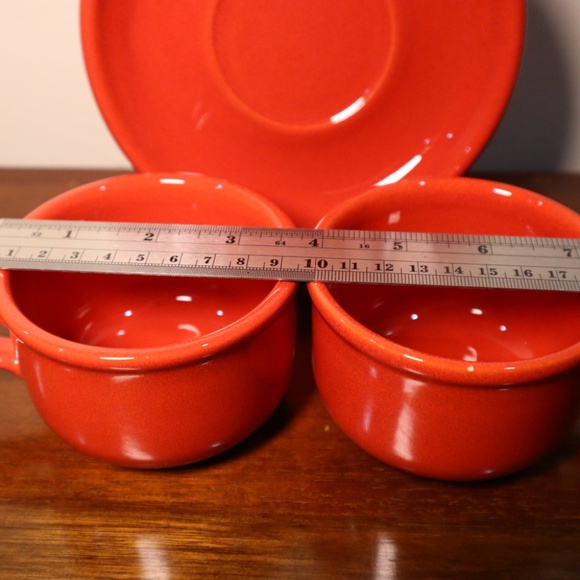 Vintage Waechtersbach Red West Germany 2 Cups and 1 Saucer; dimensions in pics - Picture 3 of 6